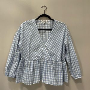 Madewell Blue & White Gingham Top